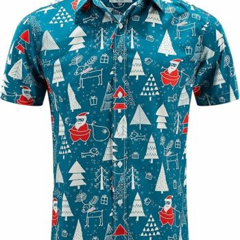 2025 Santa Hawaiian Shirt – Casual Christmas Vacation Button Down