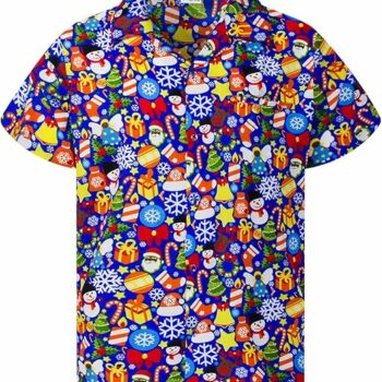 2025 Christmas Holiday Icons Hawaiian Shirt Blue