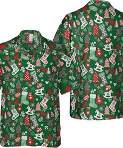 2025 Christmas Hawaiian Shirt Red and Green Christmas Socks Hawaii Shirt