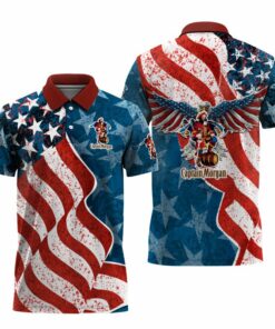 Captain Morgan American Eagle Flag Polo Shirt