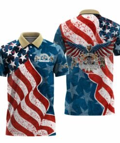 Firestone American Eagle Flag Polo Shirt