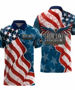 Great Lakes American Eagle Flag Polo Shirt