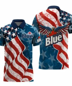 Labatt Blue American Eagle Flag Polo Shirt