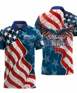 Michelob Ultra American Eagle Flag Polo Shirt