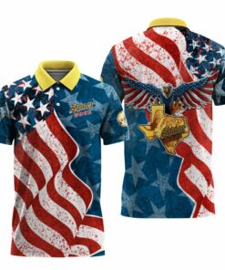 Shiner Bock American Eagle Flag Polo Shirt