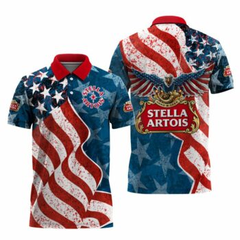 Stella Artois American Eagle Flag Polo Shirt