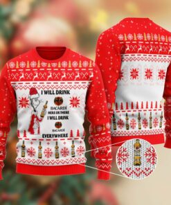 Bacardi Cat Hat Will Drink Everywhere Ugly Sweater