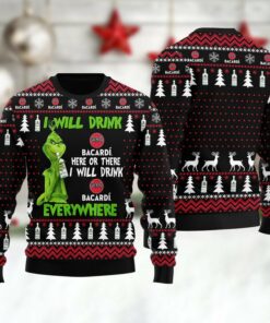 Bacardi Grinch Will Drink Everywhere Ugly Sweater