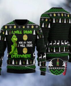Ballantine Grinch Will Drink Everywhere Ugly Sweater