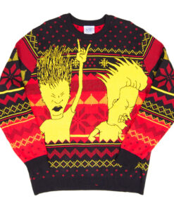 Beavis and Butthead Rock and Roll Three Color Ugly Christmas Sweater