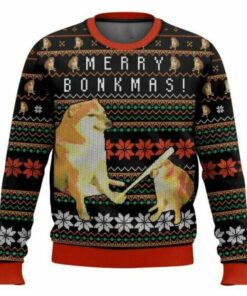Bonkmas Cheems Doge Meme Ugly Christmas Sweater