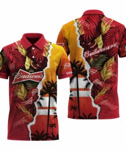 Budweiser Tropical Torn Paper Polo Shirt