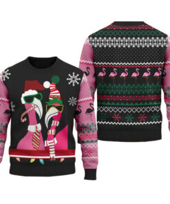 Candy Cane Flamingo Ugly Christmas Sweater