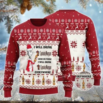 Captain Morgan Cat Hat Will Drink Everywhere Ugly Sweater