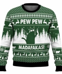 Cat Pew Pew Ugly Christmas Sweater
