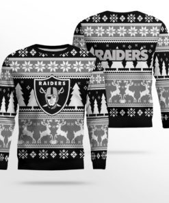 2025 Christmas Raiders Reindeer Football Ugly Sweater