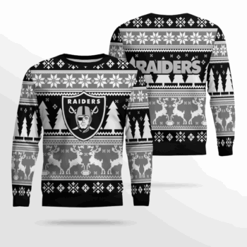 2025 Christmas Raiders Reindeer Football Ugly Sweater