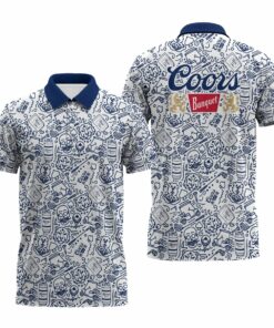 Coors Banquet Summer Doodle Art Polo Shirt