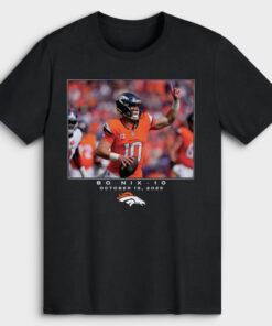 Denver Broncos Bo Nix Black Footbal League Flash Features Week 7 T-Shirt