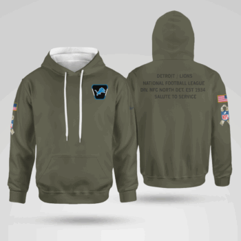 Detroit Lions Olive 2025 Salute to Service Hoodie
