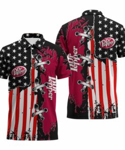 Dr Pepper Patriotic Grunge Flag Polo Shirt
