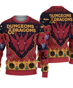 Dungeons & Dragons Seven Dice A-Rolling Ugly Christmas Sweater