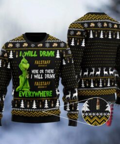 Falstaff Grinch Will Drink Everywhere Ugly Sweater