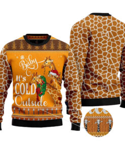 Giraffe Baby It'S Cold Outside Ugly Christmas Sweater