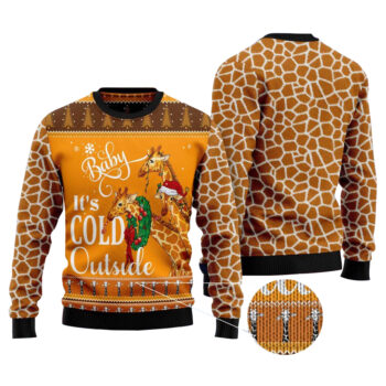 Giraffe Baby It'S Cold Outside Ugly Christmas Sweater