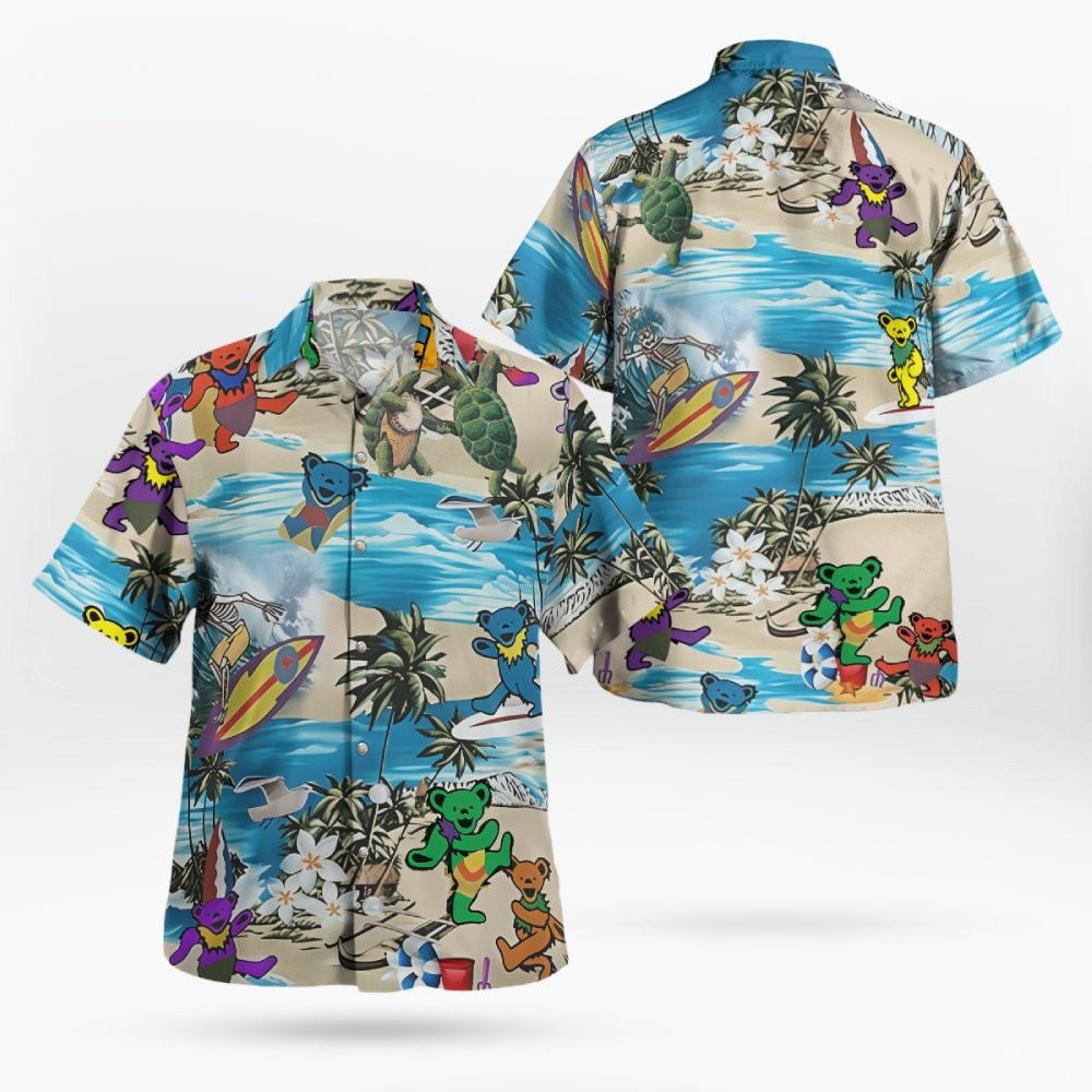 Grateful Dead Dancing Bears Color Hawaiian Shirt