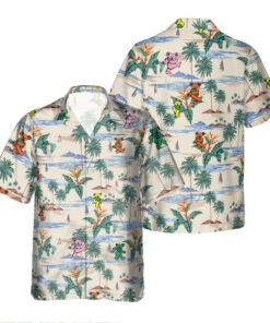 Grateful Dead Dancing Bears Colors 3D Summer Hawaiian Pocket Shirt
