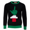 Green Cartoon Monster Middle Finger Adult Ugly Christmas Sweater 2 Green Cartoon Monster Middle Finger Adult Ugly Christmas Sweater