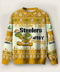Grnch If You Don’t Like Steelers Merry Kissmyass Ugly Christmas Sweater