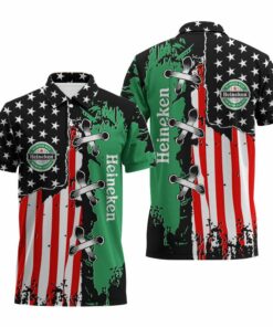 Heineken Patriotic Grunge Flag Polo Shirt