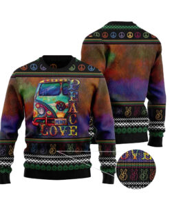 Hippie Peace Love Ugly Christmas Sweater