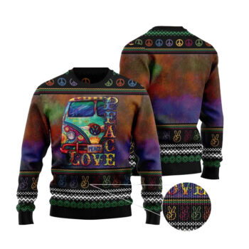 Hippie Peace Love Ugly Christmas Sweater