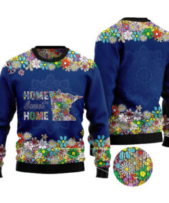 Home Sweet Home Minnesota Flower Ugly Christmas Sweater