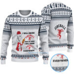 I Will Drink Fireball Everywhere Ugly Christmas Sweater-White & Navy