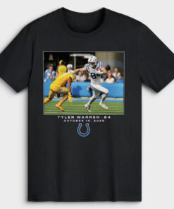 Indianapolis Colts Tyler Warren Black Football League Flash Features Week 7 T-Shirt