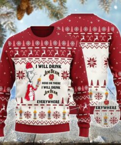 Jim Beam Cat Hat Will Drink Everywhere Ugly Sweater