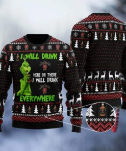 Jim Beam Grinch Will Drink Everywhere Ugly Sweater