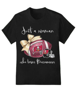 Just A Woman Who Loves Tampa Bay Buccaneers Pink Bow 2025 Shirt