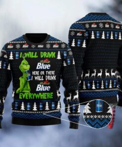 Labatt Blue Grinch Will Drink Everywhere Ugly Sweater