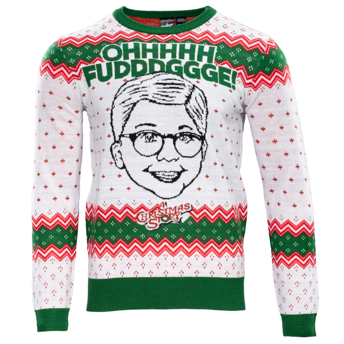 Licensed A Christmas Story Ralphie Ohh Fuddggee Adult Ugly Christmas Sweater Licensed A Christmas Story Ralphie Ohh Fuddggee Adult Ugly Christmas Sweater
