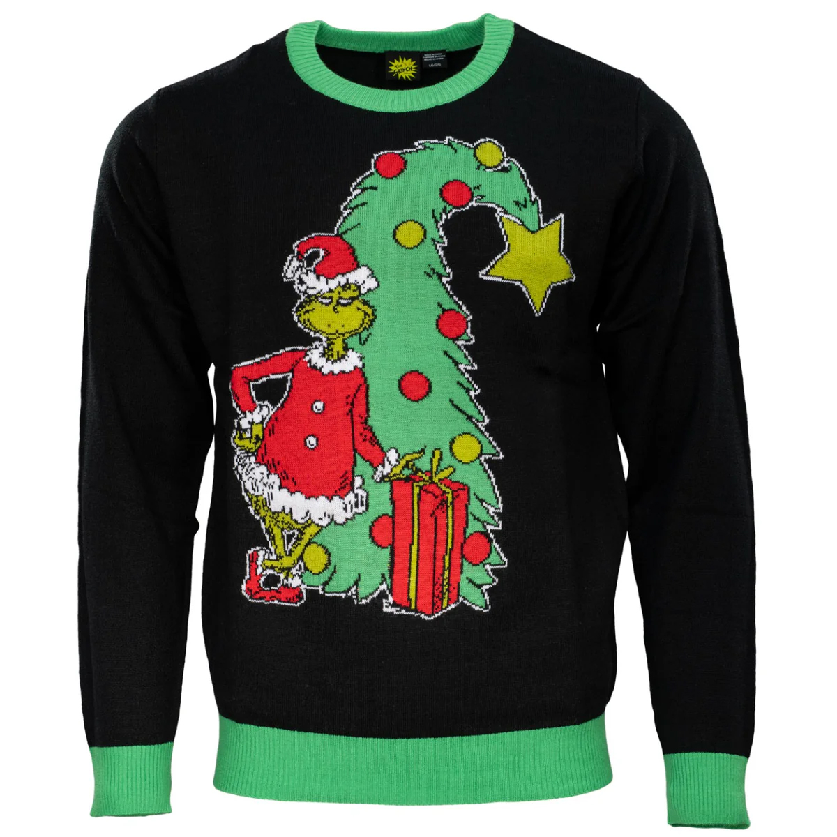 Licensed Grinch Xmas Tree Adult Ugly Christmas Sweater Licensed Grinch Xmas Tree Adult Ugly Christmas Sweater