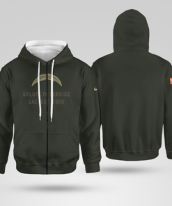 Los Angeles Chargers Forest Green 2025 Salute to Service Zip Hoodie