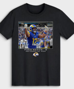Los Angeles Rams Puka Nacua Black Flash Features Week 4 T-Shirt