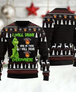 Malibu Grinch Will Drink Everywhere Ugly Sweater
