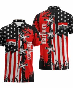 Marlboro Patriotic Grunge Flag Polo Shirt