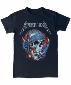 Metallica Skull Helmet Graphic T-Shirt